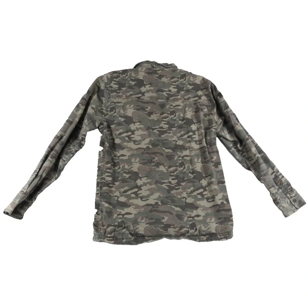 Lazer Men L Camo Military Utility Shirt Jacket Embroidered Wings Patch Shacket